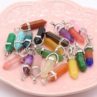 5pcs random natural stone pendant rose quartz cylindrical pendant for jewelry making diy bracelet earrings necklace accessory