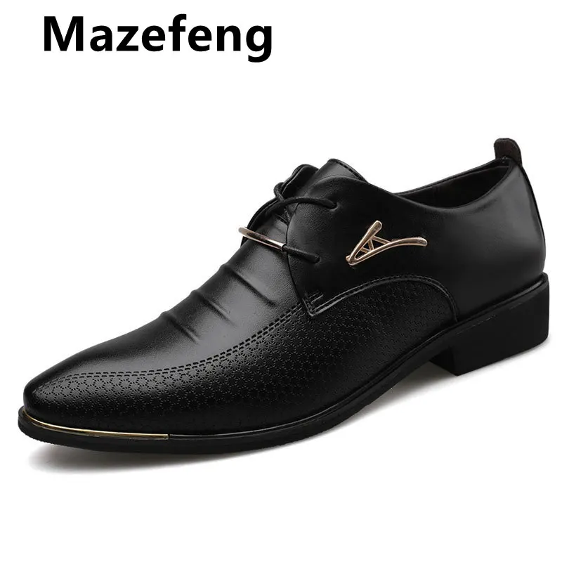 

Mazefeng Men'S Leather Formal Shoes Lace Up Dress Shoes Oxfords Fashion Retro Shoes Elegant Work Footwear Men Dress Shoes 38-48