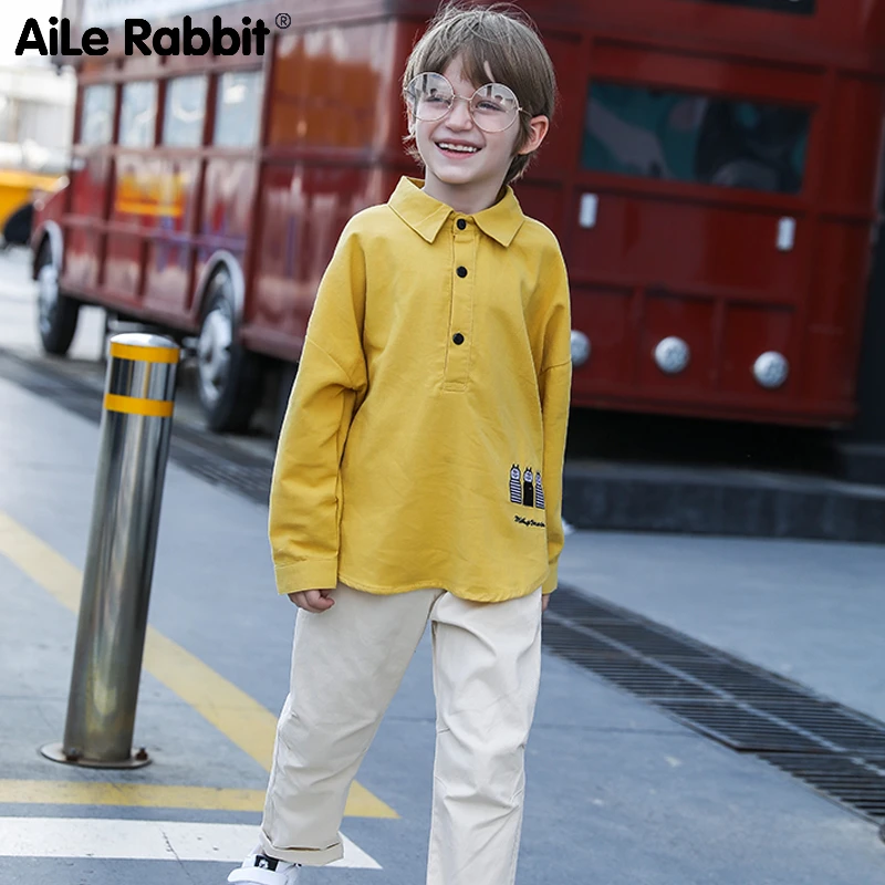 

Autumn New 2019 Boy Clothes Set Long-sleeved Shirt Jeans 2 Piece Suit Coat Cartoon Letter Children's Wear For 3-12 Year Old Boys