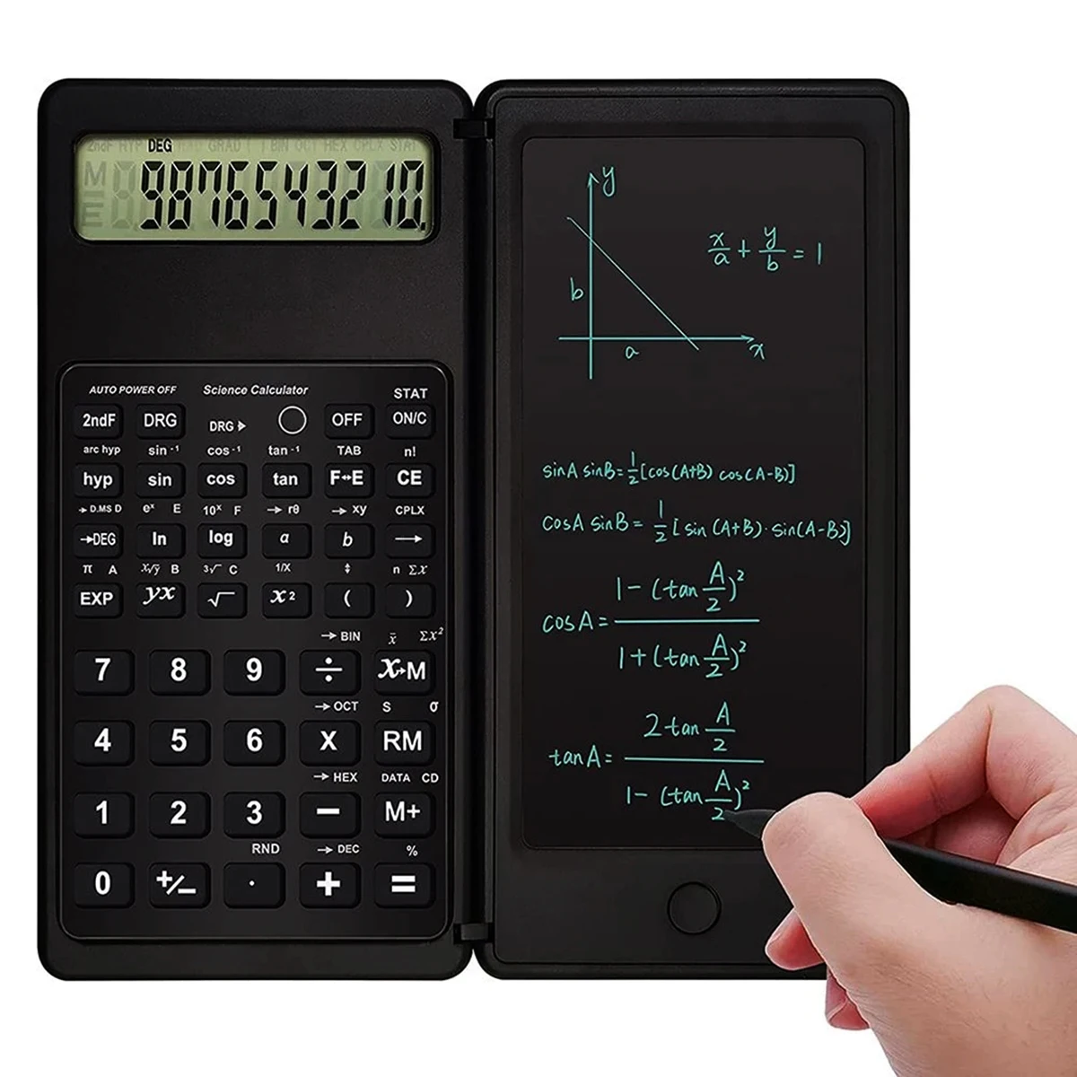 

Calculator Folding Tablet Digital Drawing Pad with Stylus Pen LCD Writing Board Erase Button Lock 10 Digits Display