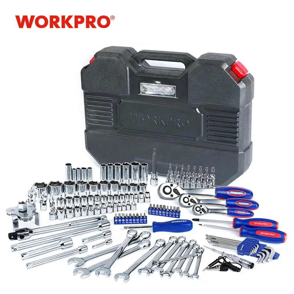 

WORKPRO Car Repair Tool Set Mechanic Tool Kits Screwdrivers Ratchet Spanner Wrenches Sockets