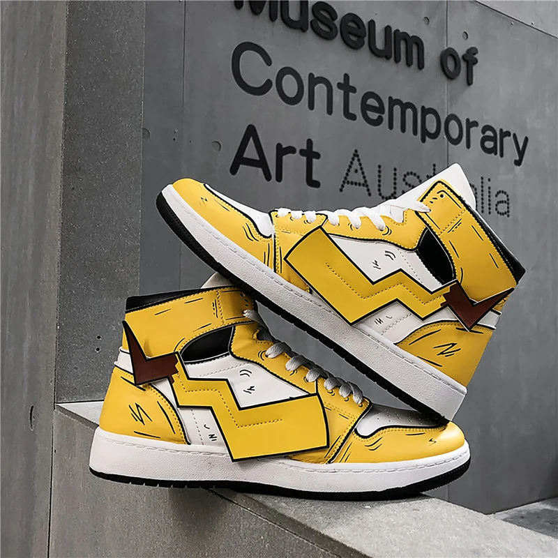 

Men's Pikachu Shoes Sneakers Autumn Winter PU Leather Classic High Top Men Vulcanized Shoes Casual Men's Boots Male