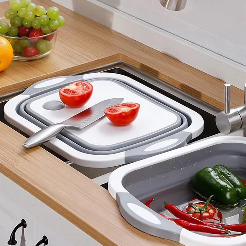 kitchen gadgets folding chopping blocks colander food chopping boards washing basket drain kitchen organizer cutting boards free global shipping