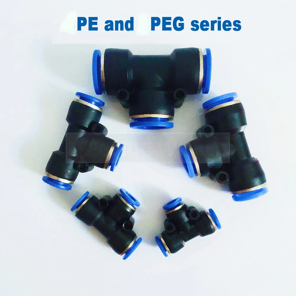 

3 Way T shaped Tee Pneumatic 10mm 8mm 12mm 6mm 4mm 16mm OD Hose Tube Push In Air Gas Fitting Quick Fittings Connector Adapters