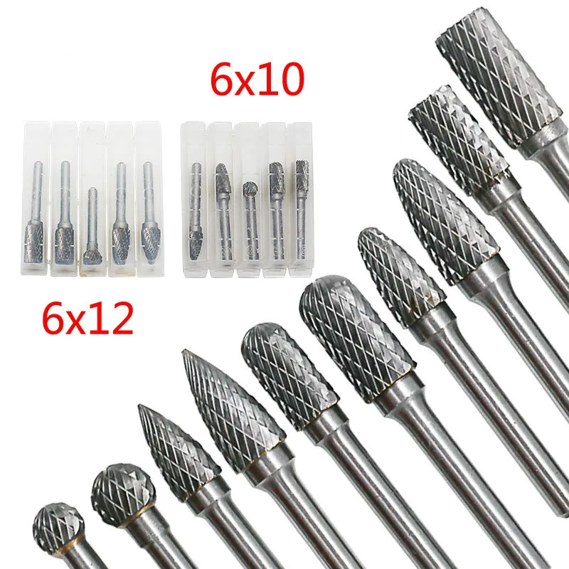 Высокое качество 5pcs6x10 6x12 карбидная Вольфрамовая сталь Шлифовальная головка