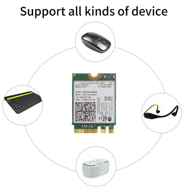 Wi Fi карта для двухдиапазонной беспроводной сети AC 7260AC NGFF Bluetooth 4 0 867 Мбит/с Wlan