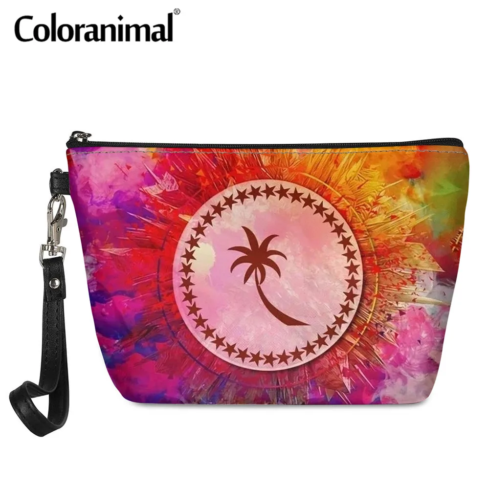 

Coloranimal Colorful Polynesian Chuuk Tie dye Printed Make up Case for Women Mini Travel Toiletry Kit Female Cosmetic Bag Bolsa
