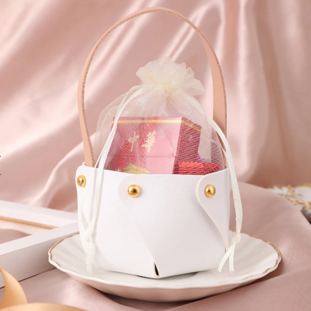Креативный красочный кожаный портативный пакет для конфет подарочная корзина