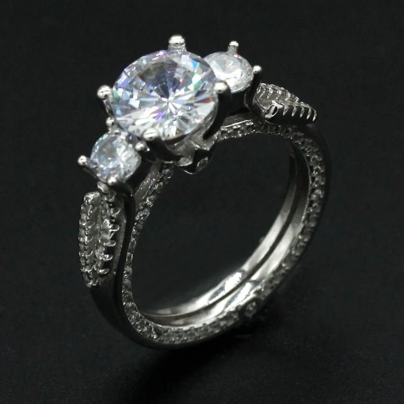 Ослепительный CZ камень кольца из стерлингового серебра 925 пробы для женщин 3