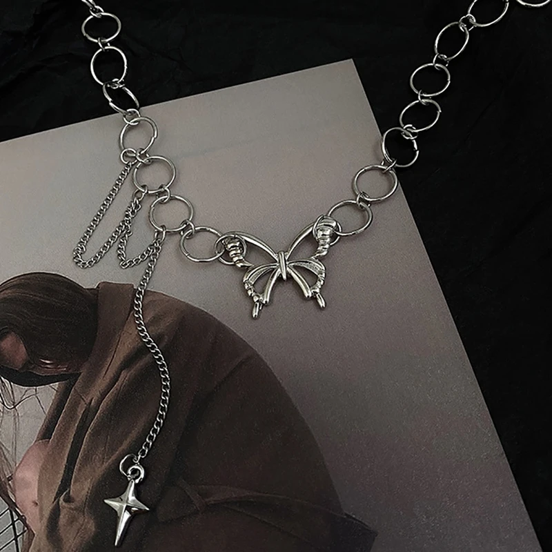 

Necklace For Women 2020 Luxury Choker Women Chain Butterfly Jewelry Silver Color Stainless Steel Necklace Choker For Ladies