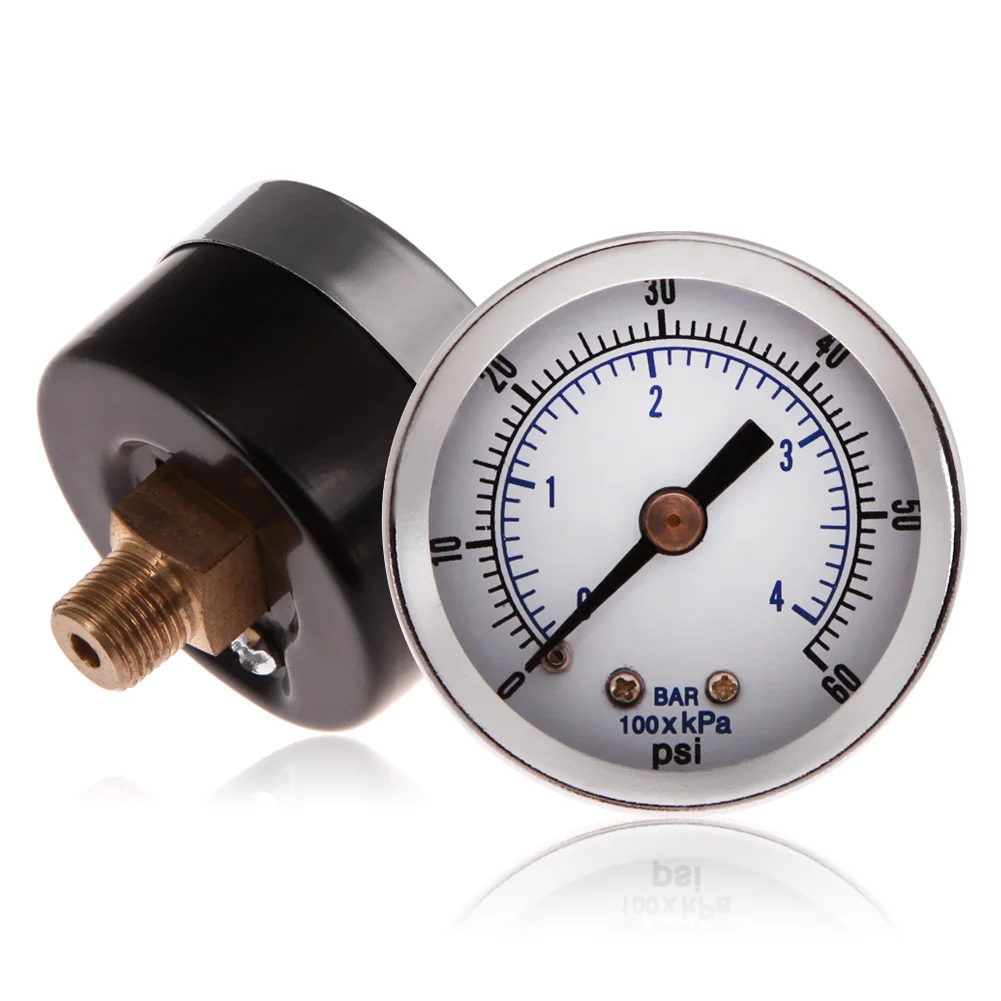 

1/8" NPT Threads Mini Pressure Gauge Air Compressor Hydraulic Gauge Manometer Pressure Tester 0-60PSI Back Mount 1.5" Dial Plate