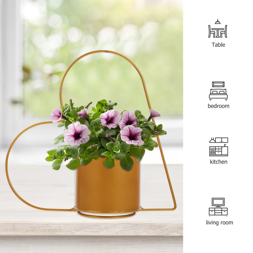 

Flower Pot Iron Art Flower Basket Heart Shaped Planter for Wedding Desktop Decor