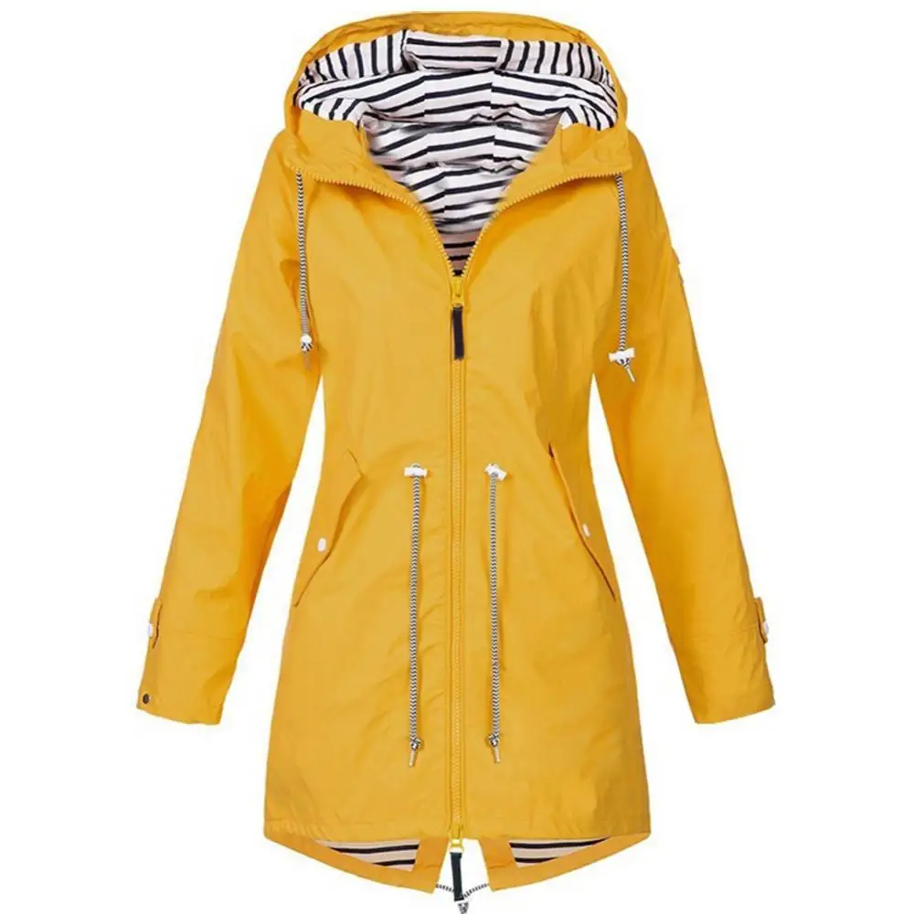 

Fashion Women Winter Solid Color Drawstring Hooded Zipper Jacket Outdoor Coat