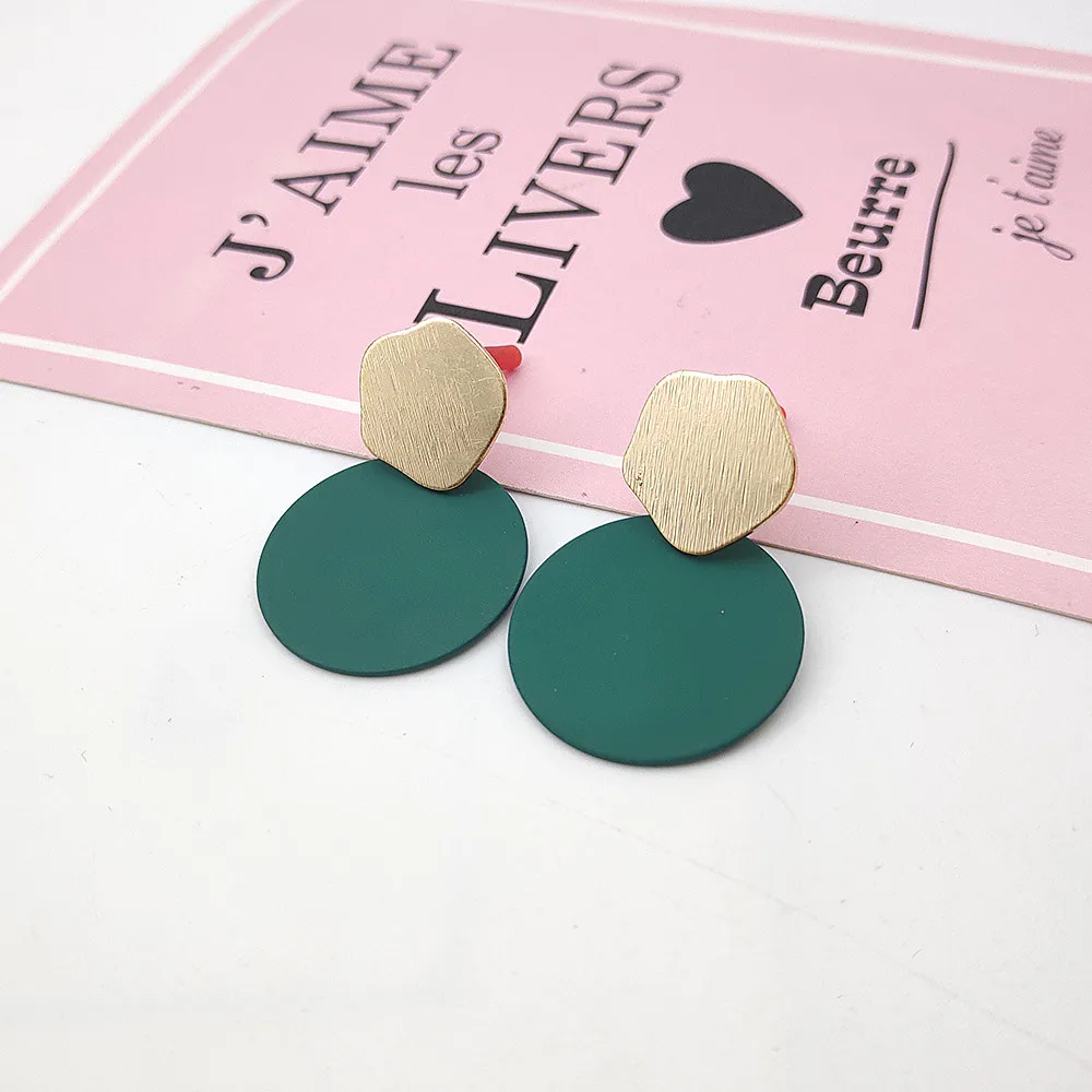 blue-green Модные круглые серьги с подвеской в виде ракушки, серьги-капли для женщин, золотые, серебряные геометрические серьги, Панк Гламурные ювелирные изделия, серьги - Окраска металла: blue-green