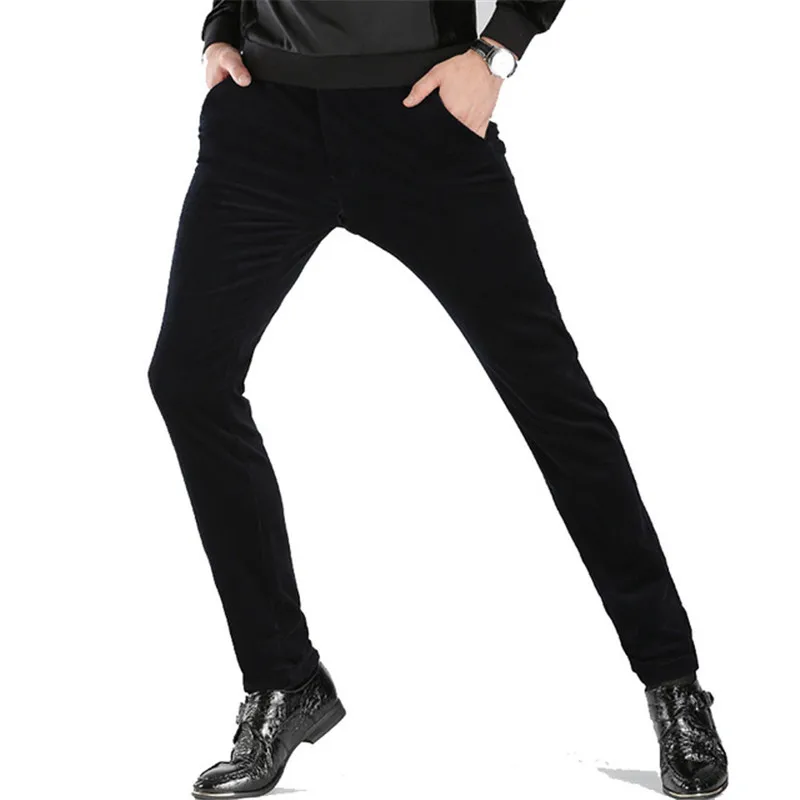 Мужские Винтажные эластичные вельветовые брюки повседневные Костюмные модная