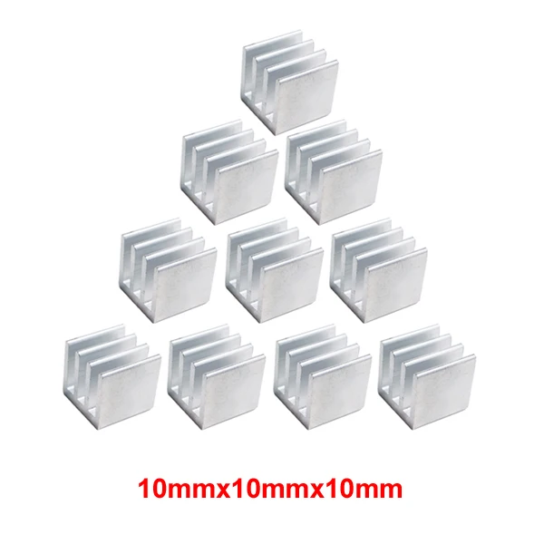 10x10x10mm En-Labs 10 шт. серебристый 10x10x10 мм алюминиевый радиатор радиатора, электронный чип охлаждения радиатора кулер для IC MOSFET SCR - Цвет: 10x10x10mm