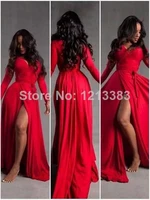 black girl new hot graduation kleider plus size long sleeves sweetheart open leg sexy formal gown red evening homecoming dresses