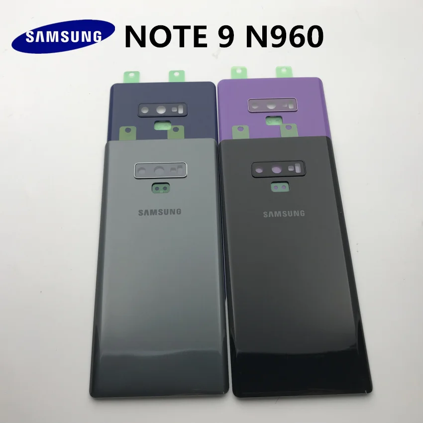 Samsung Galaxy NOTE 9 N960 N960F SM-N960FD задняя крышка батарейного отсека Корпус+ Ушная камера стеклянная рамка объектива Запасные части для ремонта
