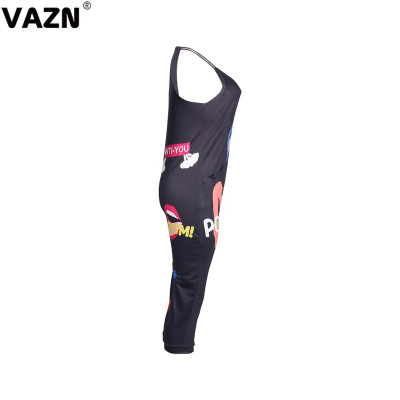 VAZN GMD1175, летний комплект с буквенным принтом,, 2 цвета, Длинные свободные штаны без рукавов с v-образным вырезом, комплект из 2 предметов, элегантные комплекты для ночного клуба