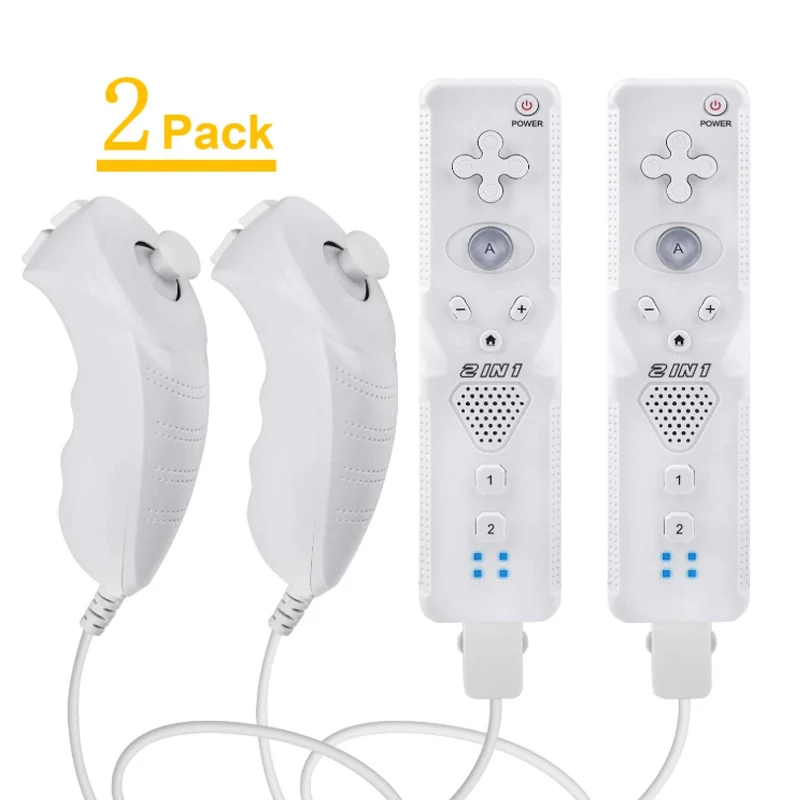 2 шт. встроенные Джойстики для игр с Nunchuck в 1 TechKen беспроводные Wii пульт