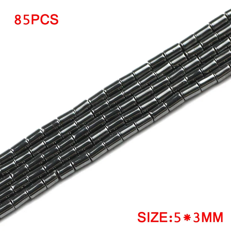 5x3mm 85pcs JHNBY 1~ 8 мм Цилиндрический черный гематит натуральный камень свободные бусины для изготовления ювелирных изделий 15,5 ''разделительные бусины Diy браслет ожерелье - Цвет: 5x3mm 85pcs