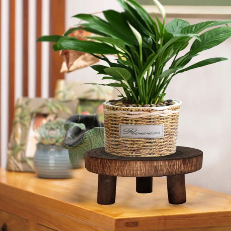 Solid Wood Round Bench Flower Pot Holder Plant and Succulent Base Display Stand Stool Home Garden Patio Decoration | Мебель
