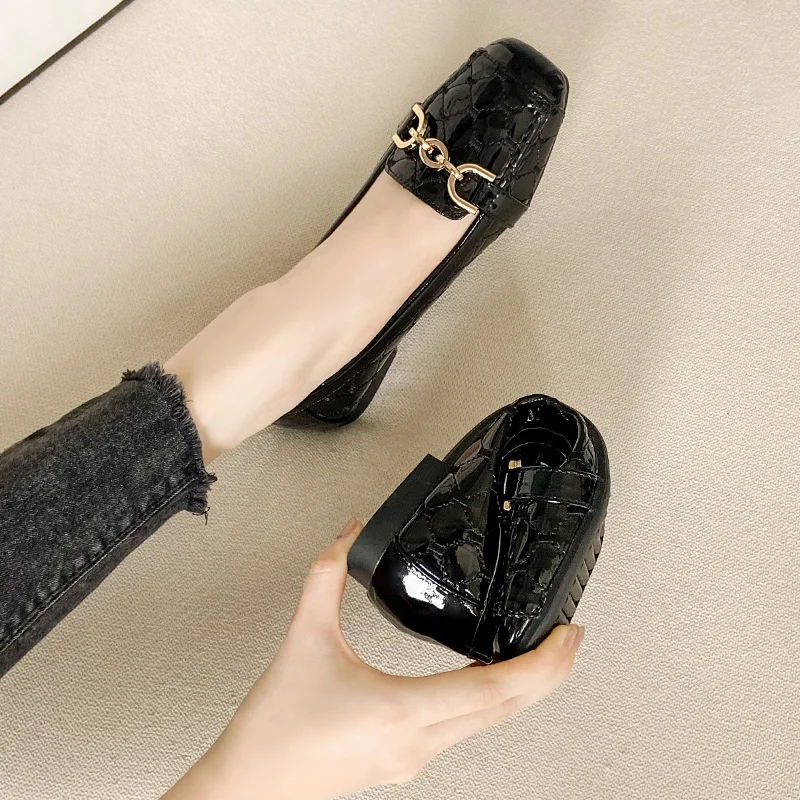 

Mary Jane Shoes Platform Casual Leather Loafers For Lady Square Sandals Party Heels Woman Elegant