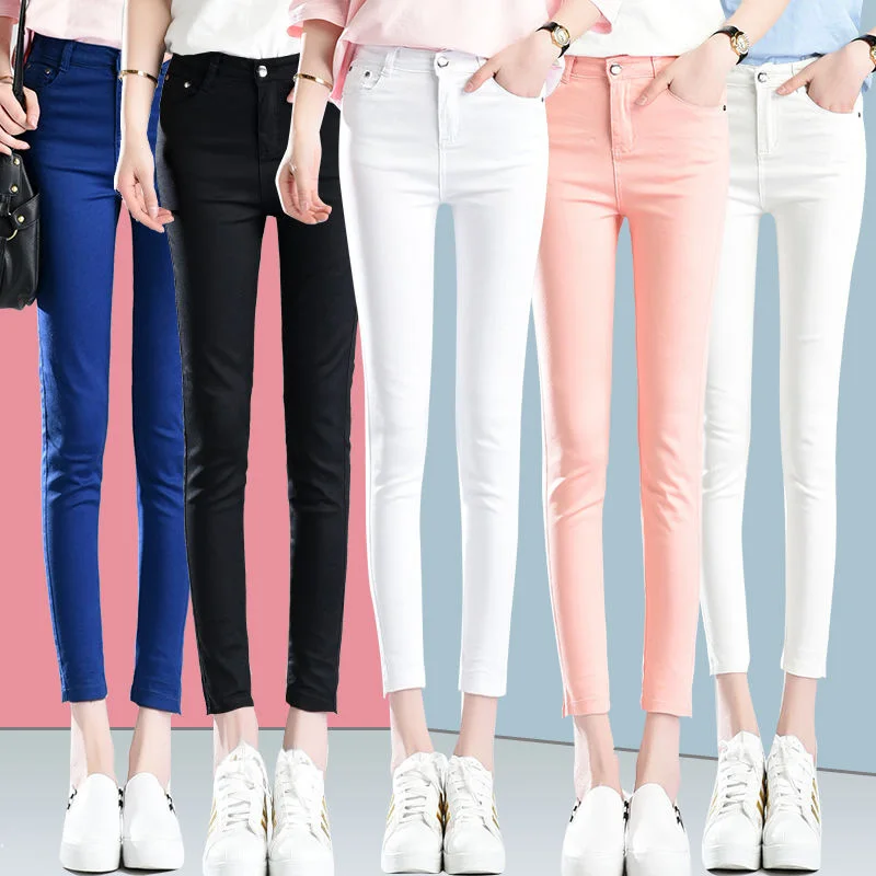 

Street Fashion Mom Plus Size Skinny Jeans Casual Candy Color Denim Trousers Women Slim Waist Denim Jeans Straight Pencil Jeans