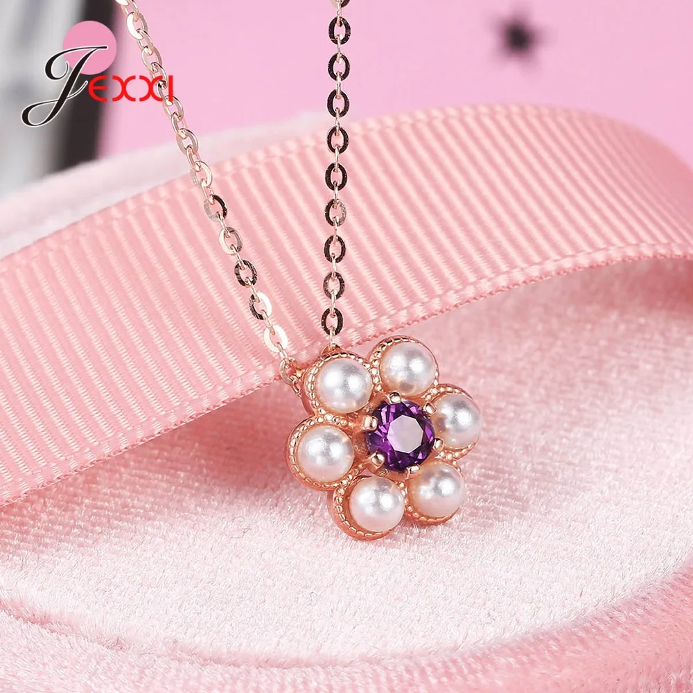

Ins Hot Korean 925 Sterling Silver Flower Pendant Necklaces For Women Bijoux New Statement Fine Jewelry Female Accessory