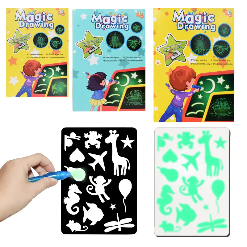 1PC A4 A5 LED Luminous Drawing Board Graffiti Doodle Tablet Magic Draw With Light-Fun Fluorescent Pen Educational Toy | Канцтовары для