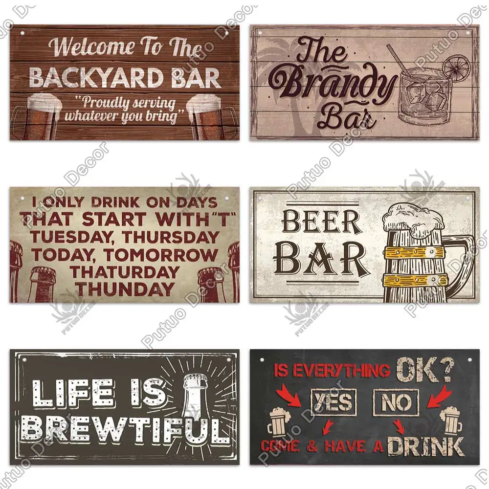 putuo decor pub signs wooden plaque summer beer plaques for beach bar house door hanging wall decor sign bar pub wall decoration free global shipping