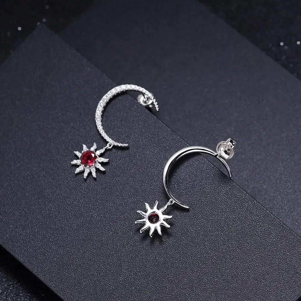 Серьги-подвески женские из серебра 925 пробы с натуральным родолитным гранатом |