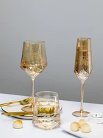 luxury golden amber wine glasses lead free crystal goblet champagne water cup nordic bar drinking wedding home drinkware