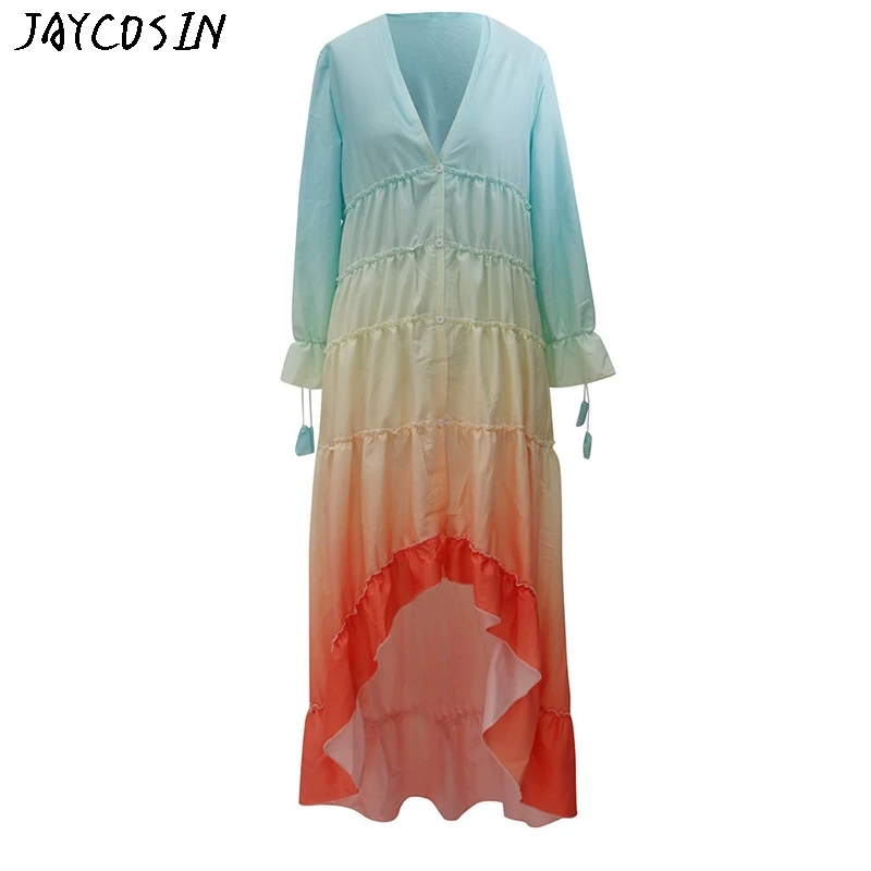 Женское летнее Повседневное платье макси в стиле бохо плиссированное пляжное