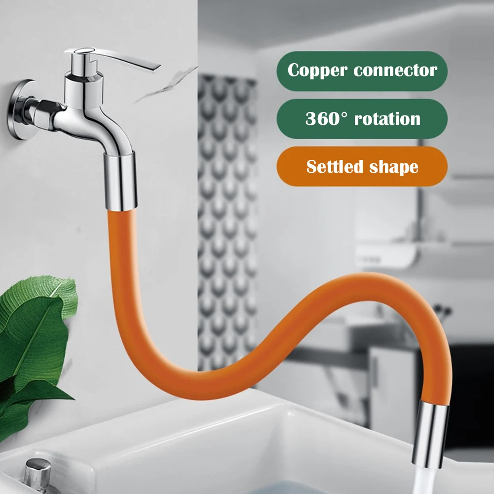 

New 20/30/50cm Faucet Extender Flexible Silicone Hose 1/2" Brass Connector Splash-Proof Faucet Aerator Water Filter Sink Sprayer