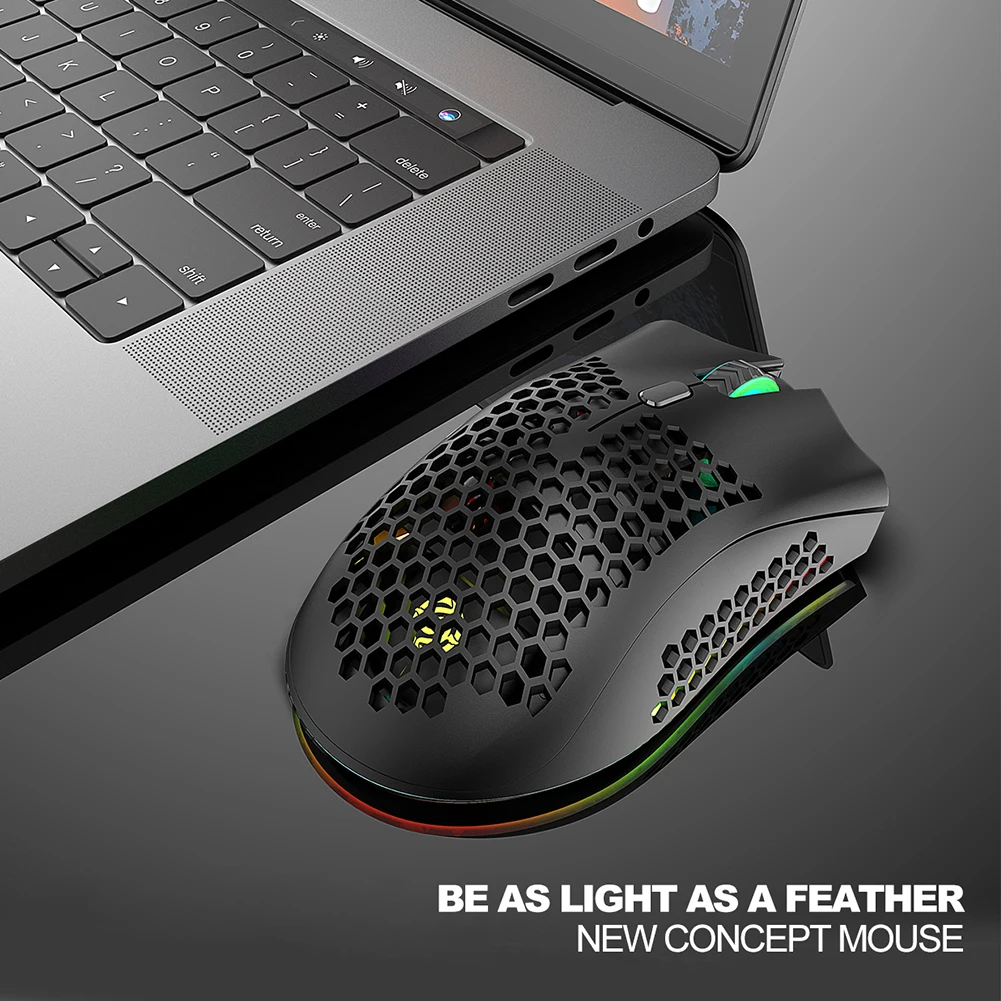 Беспроводная игровая мышь ALLOYSEED BM600 2 4 ГГц 2400DPI регулируемая RGB подсветка сотовая
