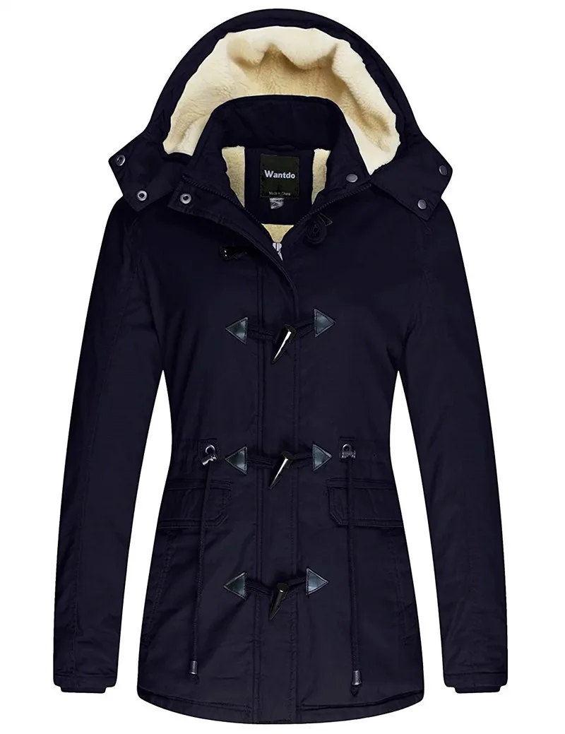 Women's Winter Thicken Jacket Cotton Coat with Removable Hood