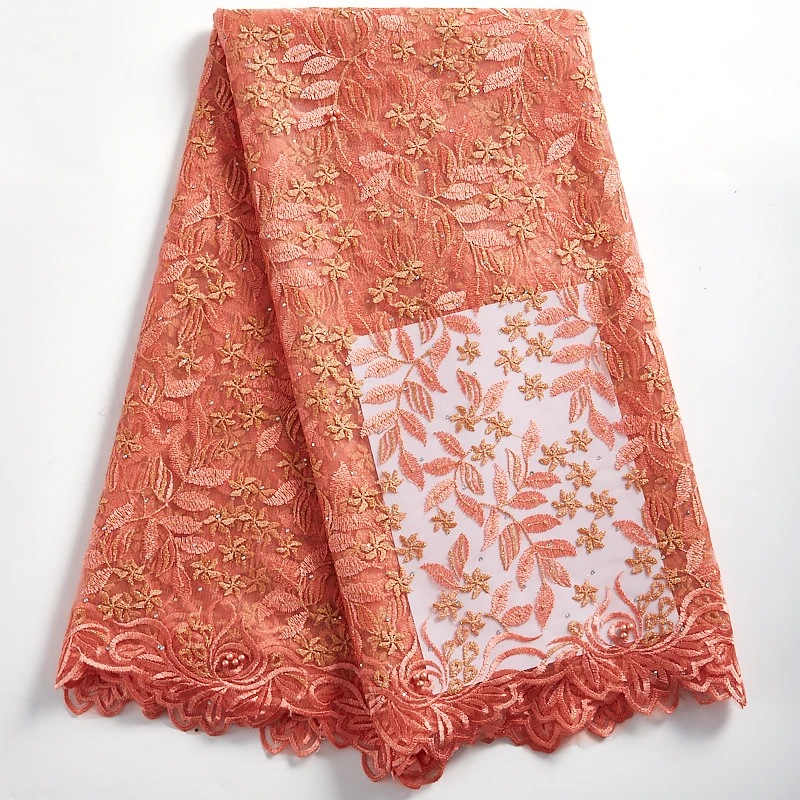 

SJD LACE Tulle African Lace Fabric Milk Silk French Lace Fabric Bright Diamond Nigerian Fabric Sewn For Wedding And Party 2318