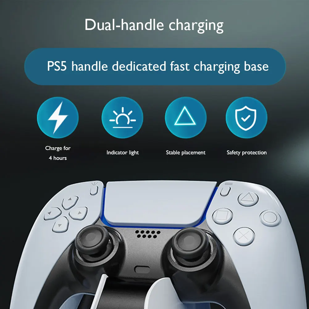

Joypad Dual Charging Dock 2-Pin Contact Charger Dock Station for PS5 Wireless Game Controller LED Charging Indicator