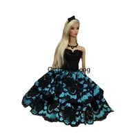 fashion black blue lace dress 16 bjd clothes for barbie doll outfits off shoulder evening gown 11 5 dolls accessories toy gift