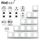 Настенный выключатель Wallpad L6 с белой кремовой розеткой, европейская французская розетка, USB зарядное устройство RJ45 CAT6 HDMI-совместимый P70, пластиковые сделай сам