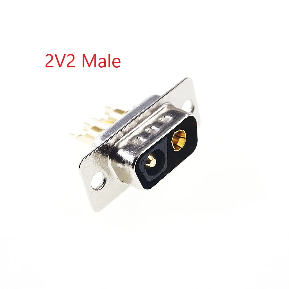 2 pcs D-Sub Connector Male 30 AMP Large Current 2 Pin Combo 2V2 Gold Flash Panel Mount Wire Solder Cup High Power Machined 2 pcs D-Sub Connector Male 30 AMP Large Current 2 Pin Combo 2V2 Gold Flash Panel Mount Wire Solder Cup High Power Machined
