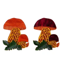 new trendy mushroom acrylic brooches for women kids wood cartoon cute plant lapel pins brooch clothing jewelry accessories gift