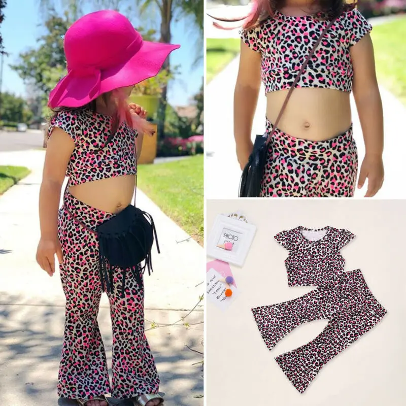 Новинка 2020 года Модная одежда для маленьких девочек Футболка с леопардовым