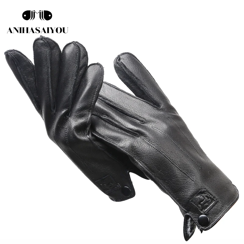 Мужские зимние перчатки из 100% натуральной кожи с мягкой подкладкой