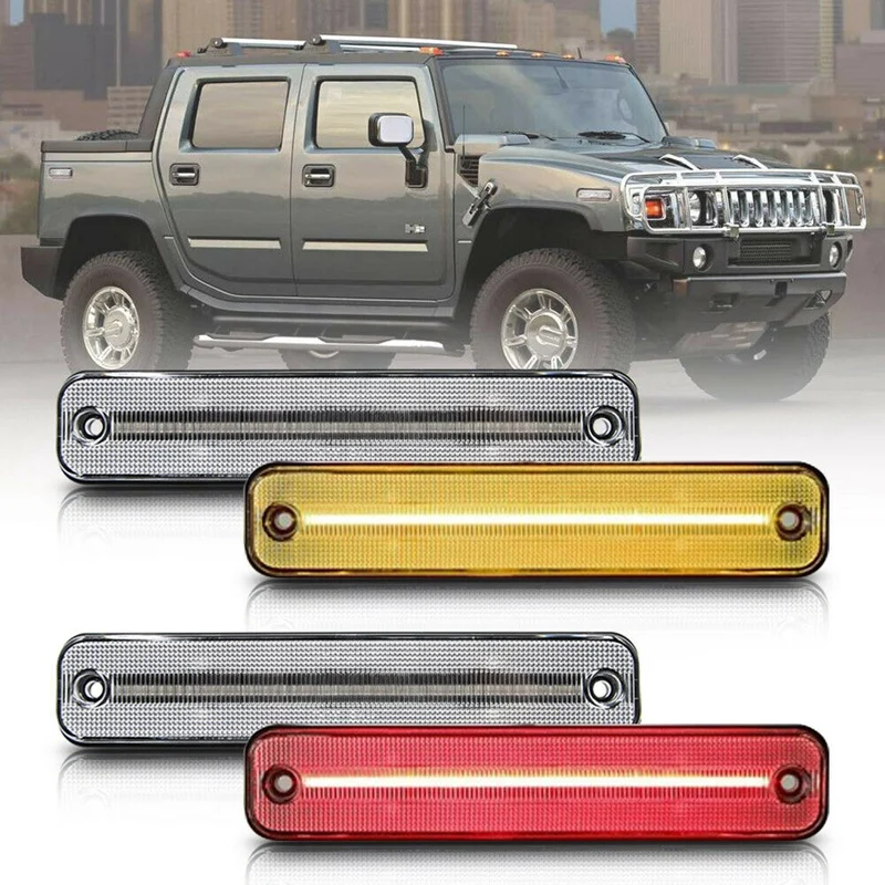 

Car Clear Lens Led Side Marker Light Front Amber/ Rear Red Fender Turn Signal Lamp for Hummer H2 2003-2009 25952319