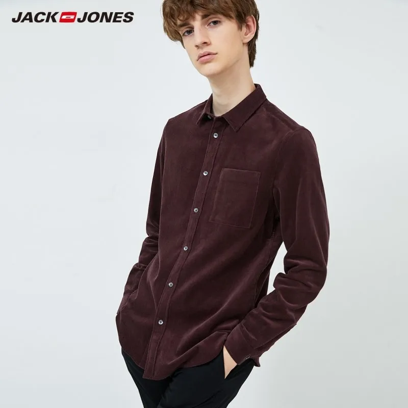 Мужская приталенная рубашка JackJones винтажная из 100% хлопка с длинными рукавами