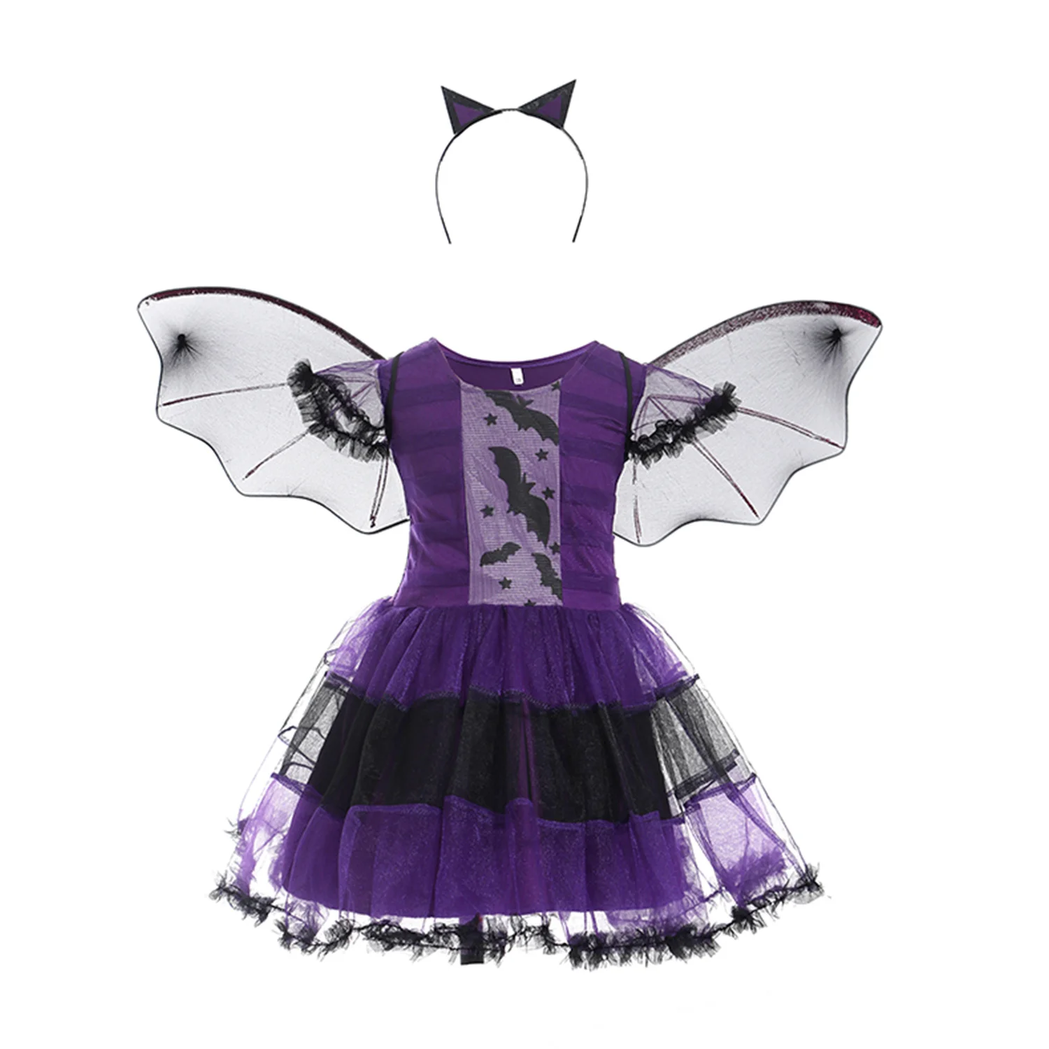 Kids Girls Halloween Cospla Dress Witch Bat Costume Outfit for Holiday Carnival Role Play Fancy Masquerade Party Supplies | Игрушки и