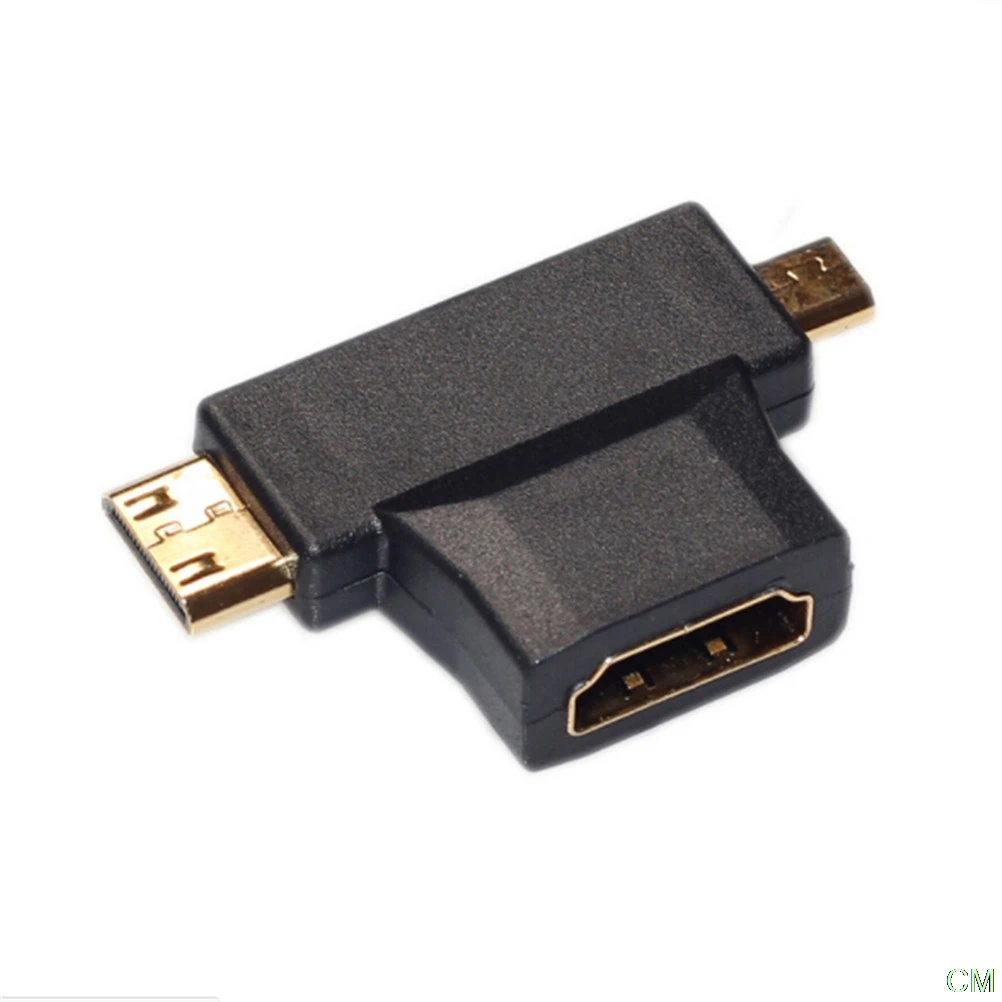 

3 в 1 Мини HDMI-совместимый штекер 1,4 гнездовой адаптер для кабеля T-образный конвертер для HDTV 1080P HDMI-совместимые кабели