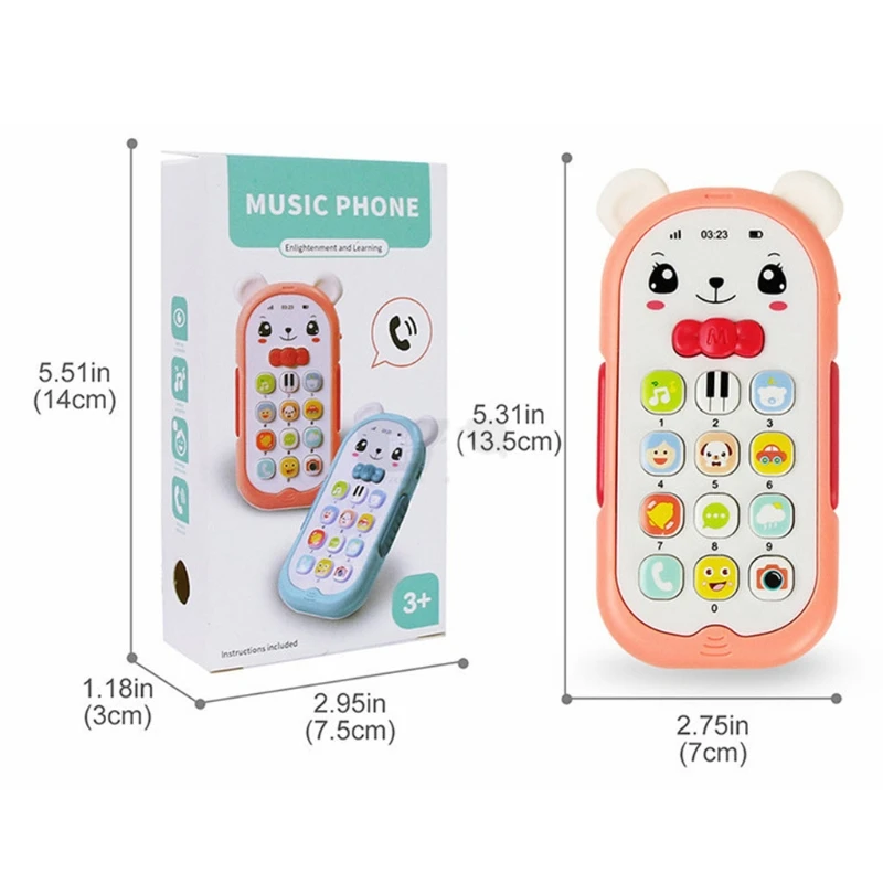 

Multifunction Baby Pacifier Little Bear Cell Phone, Imitating Music Light Nibble Phone for 1+ Years Old Boys Girls